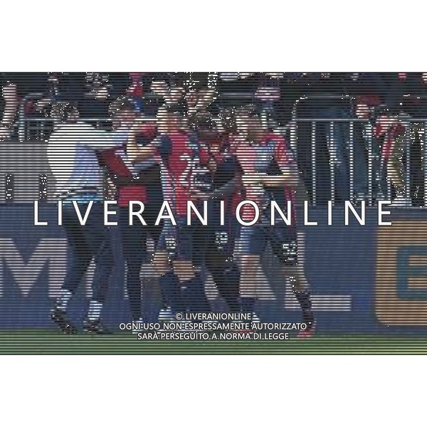 25-2-2024. Cagliari calcio- S.S.C. Napoli. 26° giornata campionato calcio italiano Serie A 2023/2024, Stadio Unipol Domus Cagliari. Foto Salvatore Moi/Agenzia Aldo Liverani s.as. Nella foto: Gol ed esultanza del Cagliari in casa contro Napoli nello stadio Unipol Domus di Cagliari. Segna: Zito Luvumbo Cagliari ©MOI SALVATORE /AGENZIA ALDO LIVERANI SAS
