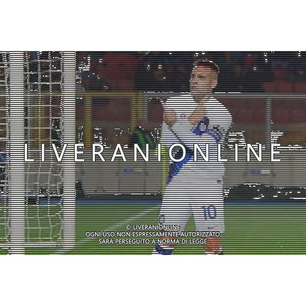 TVEM Lautaro Martínez of FC Inter celebrates after scoring a goal during the Italian soccer Serie A match Lecce vs Inter on February 25, 2024 at Via del Mare Stadium in Lecce, Italy. Photo by Emmanuele Mastrodonato/agenzia Liverani
