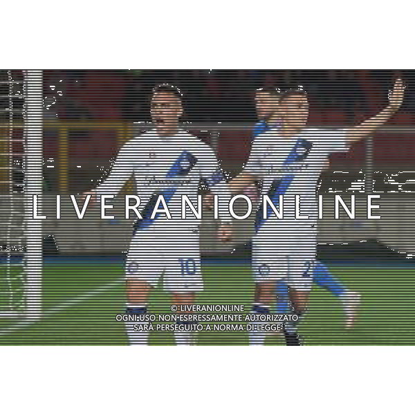 TVEM Lautaro Martínez of FC Inter celebrates after scoring a goal during the Italian soccer Serie A match Lecce vs Inter on February 25, 2024 at Via del Mare Stadium in Lecce, Italy. Photo by Emmanuele Mastrodonato/agenzia Liverani