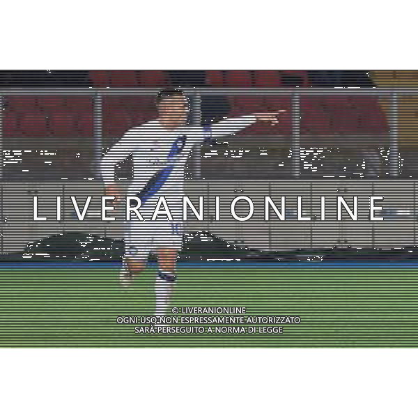 TVEM Lautaro Martínez of FC Inter celebrates after scoring a goal during the Italian soccer Serie A match Lecce vs Inter on February 25, 2024 at Via del Mare Stadium in Lecce, Italy. Photo by Emmanuele Mastrodonato/agenzia Liverani