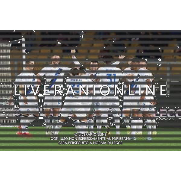 TVEM Lautaro Martínez of FC Inter celebrates after scoring a goal with teammates during the Italian soccer Serie A match Lecce vs Inter on February 25, 2024 at Via del Mare Stadium in Lecce, Italy. Photo by Emmanuele Mastrodonato/agenzia Liverani