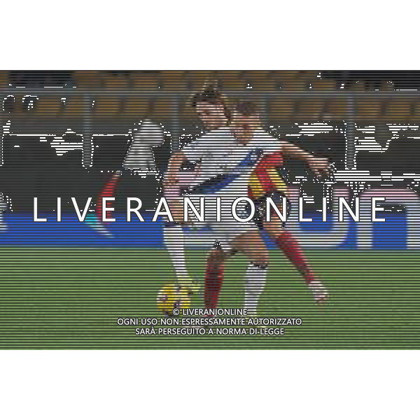 TVEM Davide Frattesi of FC Inter in action against Antonino Gallo of US Lecce during the Italian soccer Serie A match Lecce vs Inter on February 25, 2024 at Via del Mare Stadium in Lecce, Italy. Photo by Emmanuele Mastrodonato/agenzia Liverani