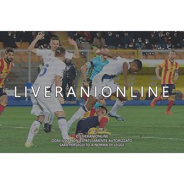 TVEM Denzel Dumfries of FC Inter in action against Nicola Sansone of US Lecce during the Italian soccer Serie A match Lecce vs Inter on February 25, 2024 at Via del Mare Stadium in Lecce, Italy. Photo by Emmanuele Mastrodonato/agenzia Liverani