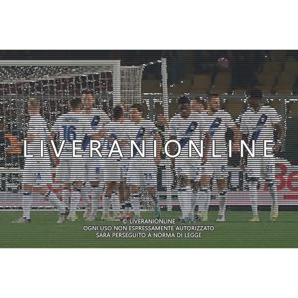 TVEM Stefan de Vrij of FC Inter celebrates after scoring a goal with teammates during the Italian soccer Serie A match Lecce vs Inter on February 25, 2024 at Via del Mare Stadium in Lecce, Italy. Photo by Emmanuele Mastrodonato/agenzia Liverani