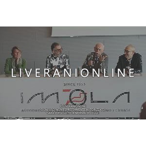 IMOLA 26 02 2024 AUTODROMO ENZO E DINO FERRARI CONFERENZA STAMPA PREMIAZIONE EZIO PIRAZZINI NELLA FOTO DA SINISTRA GABRIELA PIRAZZINI,DIRETTORE DELL\'AUTODROMO PIETRO BENVENUTI,GIANFRANCO BERNARDI ATLETTI AZZURRI D\'ITALIA SEZ.IMOLA E VICE SINDACO DI IMOLA FABRIZIO CASTELLARI FOTO GIANNI SANNA-AG ALDO LIVERANI SAS
