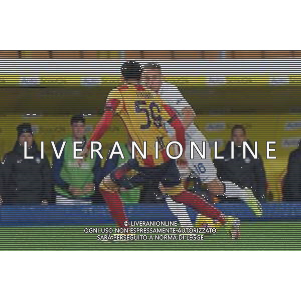 TVEM Davide Frattesi of FC Inter in action against Ahmed Touba of US Lecce during the Italian soccer Serie A match Lecce vs Inter on February 25, 2024 at Via del Mare Stadium in Lecce, Italy. Photo by Emmanuele Mastrodonato/agenzia Liverani