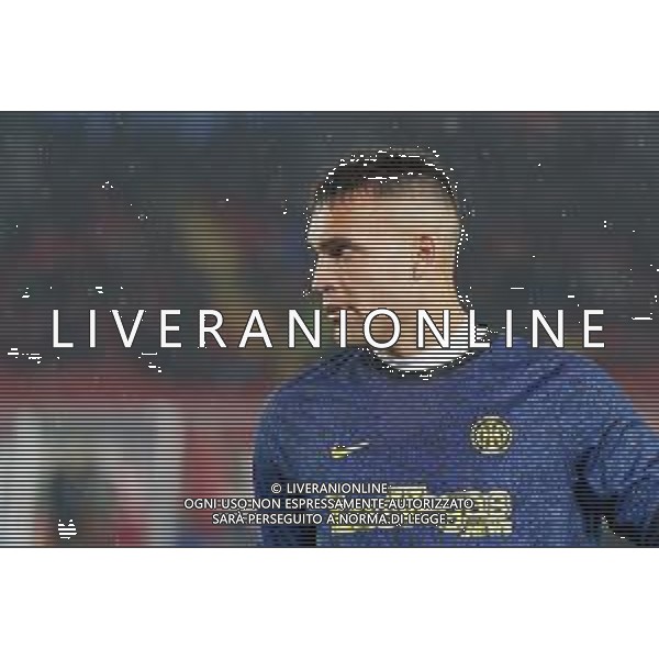 TVEM Lautaro Martínez of FC Inter warms up during the Italian soccer Serie A match Lecce vs Inter on February 25, 2024 at Via del Mare Stadium in Lecce, Italy. Photo by Emmanuele Mastrodonato/agenzia Liverani