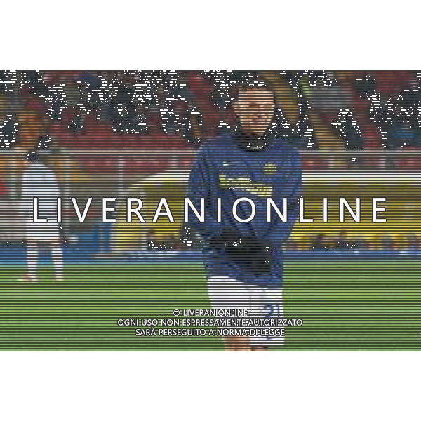 TVEM Kristjan Asllani of FC Inter during the Italian soccer Serie A match Lecce vs Inter on February 25, 2024 at Via del Mare Stadium in Lecce, Italy. Photo by Emmanuele Mastrodonato/agenzia Liverani