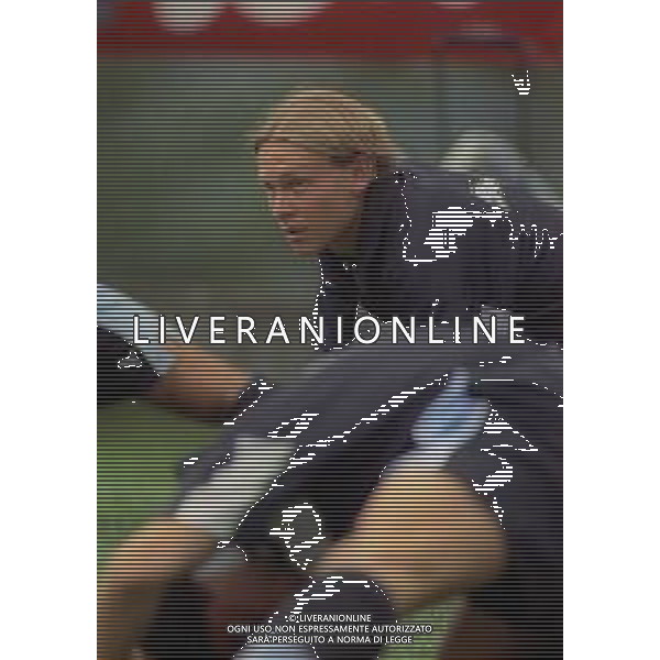 NEG-RETROSPETTIVA ROBERTO BARONIO CALCIATORE NELLA FOTO ROBERTO BARONIO CON LA MAGLIA DELLA LAZIO CALCIO NELL\'ANNO 1996-1997 AG ALDO LIVERANI SAS 