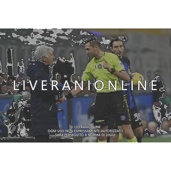 Inter vs Atalanta nella foto Gian Piero Gasperini allenatore Atalanta protesta con l\'arbitro Andrea Colombo di Como Milano 28-02-2024 Stadio Giuseppe Meazza - San Siro Campionato Serie A TIM - recupero della 21a giornata foto Roberto Garavaglia/Agenzia Aldo Liverani sas