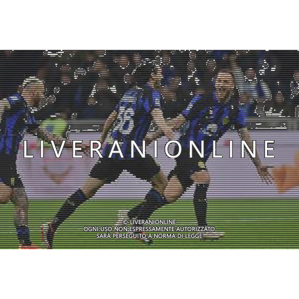 Inter vs Atalanta nella foto esultanza Inter dopo il gol dell\'1 a 0 matteo darmian Milano 28-02-2024 Stadio Giuseppe Meazza - San Siro Campionato Serie A TIM - recupero della 21a giornata foto Roberto Garavaglia/Agenzia Aldo Liverani sas