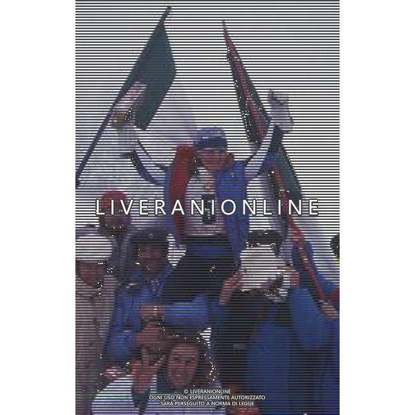 DIAP-RETROSPETTIVA PAOLA MAGONI SCI NELLA FOTO PAOLA MAGONI NELL\'ANNO 1984 ALLE OLIMPIADI INVERNALI A SARAJEVO AG ALDO LIVERANI SAS 