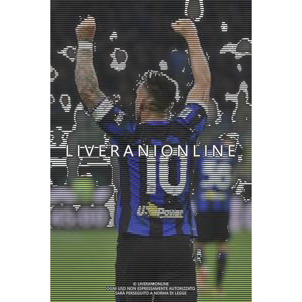 Inter vs Atalanta nella foto Lautaro Martinez (Inter) esulta dopo il gol del 2 a 0 Milano 28-02-2024 Stadio Giuseppe Meazza - San Siro Campionato Serie A TIM - recupero della 21a giornata foto Roberto Garavaglia/Agenzia Aldo Liverani sas