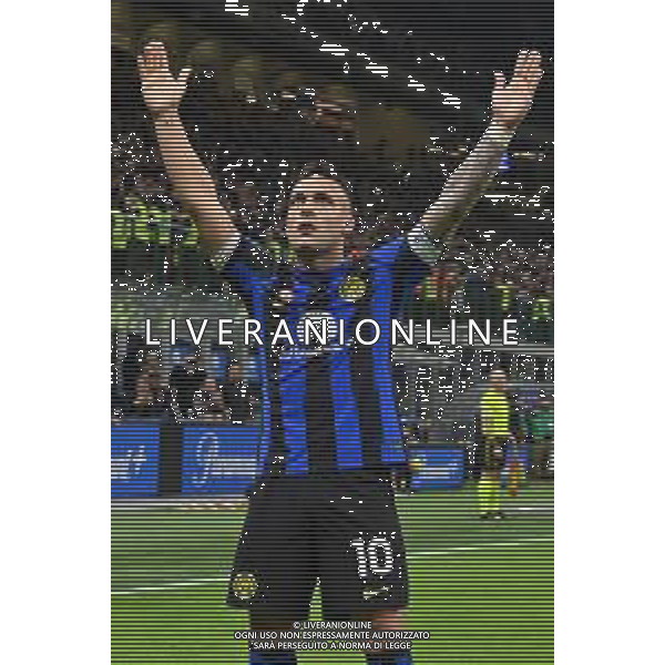 Inter vs Atalanta nella foto Lautaro Martinez (Inter) esulta dopo il gol del 2 a 0 Milano 28-02-2024 Stadio Giuseppe Meazza - San Siro Campionato Serie A TIM - recupero della 21a giornata foto Roberto Garavaglia/Agenzia Aldo Liverani sas
