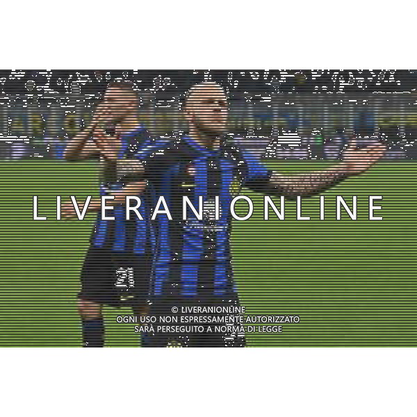 Inter vs Atalanta nella foto Federico Dimarco (Inter) esulta dopo il gol del 3 a 0 Milano 28-02-2024 Stadio Giuseppe Meazza - San Siro Campionato Serie A TIM - recupero della 21a giornata foto Roberto Garavaglia/Agenzia Aldo Liverani sas