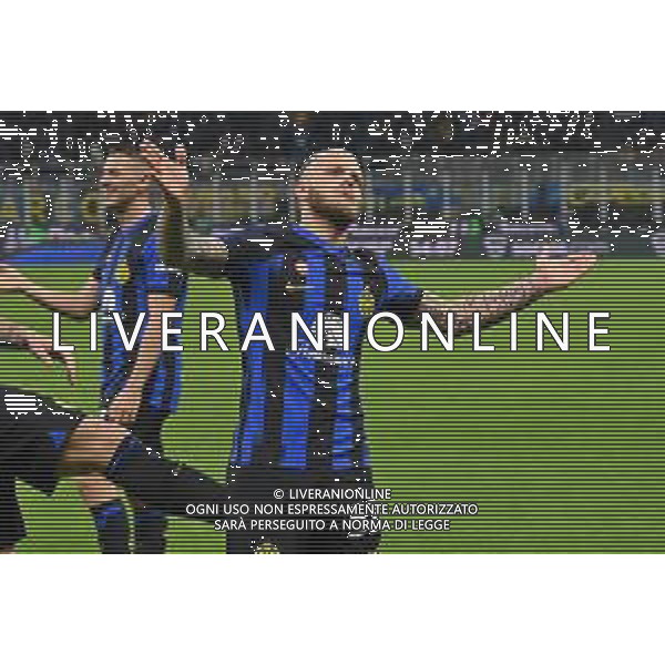 Inter vs Atalanta nella foto Federico Dimarco (Inter) esulta dopo il gol del 3 a 0 Milano 28-02-2024 Stadio Giuseppe Meazza - San Siro Campionato Serie A TIM - recupero della 21a giornata foto Roberto Garavaglia/Agenzia Aldo Liverani sas