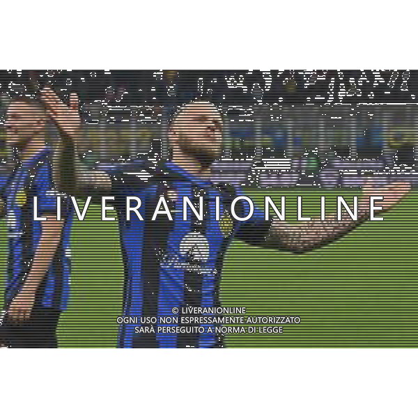 Inter vs Atalanta nella foto Federico Dimarco (Inter) esulta dopo il gol del 3 a 0 Milano 28-02-2024 Stadio Giuseppe Meazza - San Siro Campionato Serie A TIM - recupero della 21a giornata foto Roberto Garavaglia/Agenzia Aldo Liverani sas