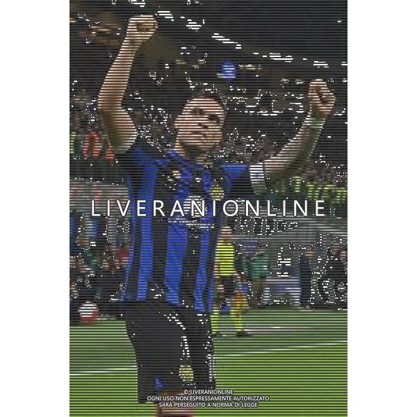 Inter vs Atalanta nella foto Lautaro Martinez (Inter) esulta dopo il gol del 2 a 0 Milano 28-02-2024 Stadio Giuseppe Meazza - San Siro Campionato Serie A TIM - recupero della 21a giornata foto Roberto Garavaglia/Agenzia Aldo Liverani sas