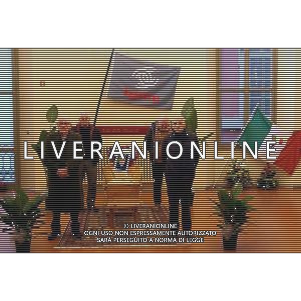 IMOLA 01 03 2024 SALA DELLE STAGIONI FUNERALE DI RAFFAELE MAZZANTI NELLA FOTO PICCHETTO D\'ONORE DA SINISTRA NICODEMO MONTANARI VITTORIO GARDI DIETRO DA SINISTRA GIULIO BARACCANI E VALTER RASPANTI ©SANNA/AGENZIA ALDO LIVERANI SAS