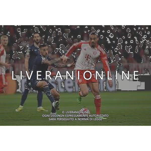 TVRG Bayern Monaco vs Lazio nella foto Matias Vecino (Lazio) e Leroy Sane\' (Bayern Monaco) Monaco di Baviera (GER) 05-03-2024 Allianz Arena - Football Arena Monaco UEFA Champions League - ottavi di finale gara di ritorno foto Roberto Garavaglia/Agenzia Aldo Liverani sas/ AGENZIA ALDO LIVERANI SAS