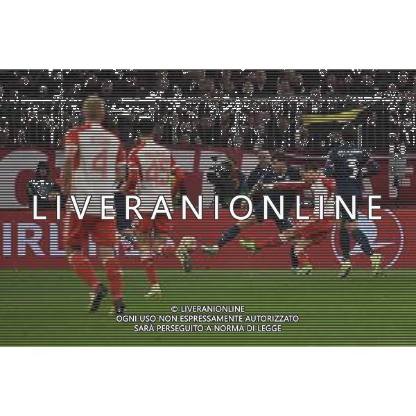 TVRG Bayern Monaco vs Lazio nella foto il tiro di Leroy Sane\' (Bayern Monaco) poi ribattuto in rete da Harry Kane (Bayern Monaco) per il gol del 3 a 0\' Monaco di Baviera (GER) 05-03-2024 Allianz Arena - Football Arena Monaco UEFA Champions League - ottavi di finale gara di ritorno foto Roberto Garavaglia/Agenzia Aldo Liverani sas/ AGENZIA ALDO LIVERANI SAS