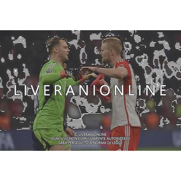TVRG Bayern Monaco vs Lazio nella foto Manuel Neuer (Bayern Monaco) e Matthijs de Ligt (Bayern Monaco) esultanza a fine partita Monaco di Baviera (GER) 05-03-2024 Allianz Arena - Football Arena Monaco UEFA Champions League - ottavi di finale gara di ritorno foto Roberto Garavaglia/Agenzia Aldo Liverani sas/ AGENZIA ALDO LIVERANI SAS