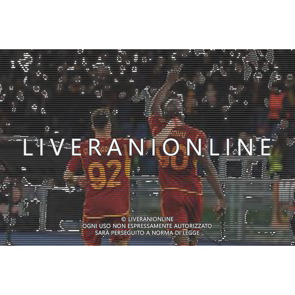 Roma vs Brighton - Europa League ottavi di finale - Gara di andata - Stadio Olimpico - Roma 07-03-2024 nella foto Esultanza dopo Gol di romelu Lukaku con stefan El Shaarawy ©Federico Gaetano/AGENZIA ALDO LIVERANI SAS