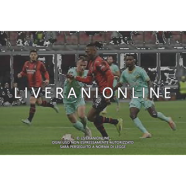 Milan vs Slavia Praga nella foto l\'azione personale di Rafael Leao (Milan) che ha portato al gol del 4 a 2 Milano 07-03-2024 Stadio Giuseppe Meazza - San Siro UEFA Europa League - ottavi di finale gara di andata foto Roberto Garavaglia/Agenzia Aldo Liverani sas/AGENZIA ALDO LIVERANI SAS