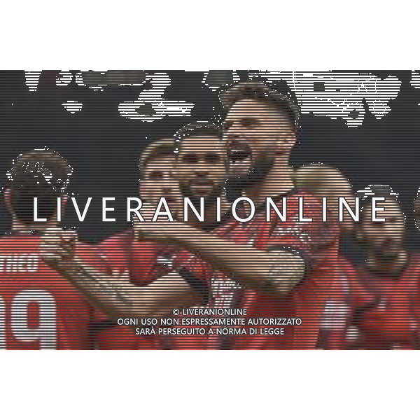 Milan vs Slavia Praga nella foto Olivier Giroud (Milan) esulta dopo il gol dell\'1 a 0 Milano 07-03-2024 Stadio Giuseppe Meazza - San Siro UEFA Europa League - ottavi di finale gara di andata foto Roberto Garavaglia/Agenzia Aldo Liverani sas/AGENZIA ALDO LIVERANI SAS