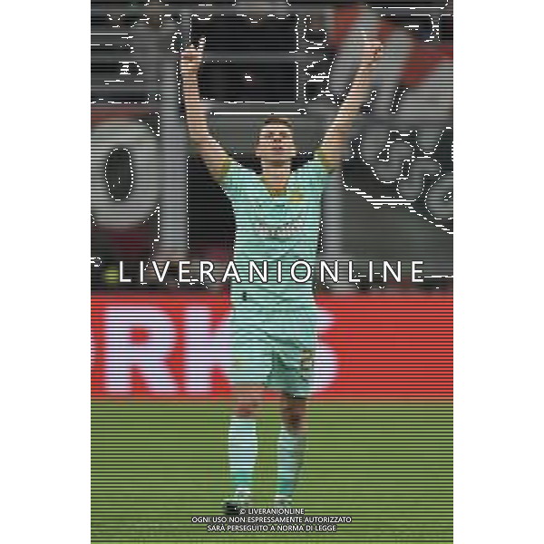Milan vs Slavia Praga nella foto David Doudera (Slavia Praga) esulta dopo il gol dell\'1 a 1 Milano 07-03-2024 Stadio Giuseppe Meazza - San Siro UEFA Europa League - ottavi di finale gara di andata foto Roberto Garavaglia/Agenzia Aldo Liverani sas/AGENZIA ALDO LIVERANI SAS