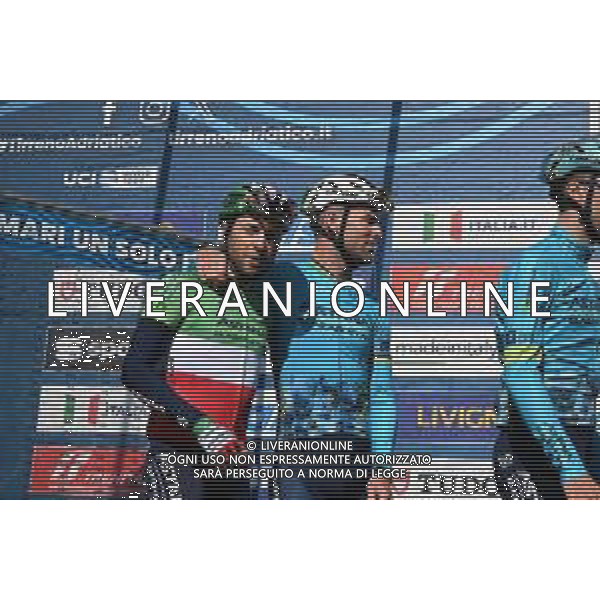 08-03-2024 Tirreno - Adriatico; Tappa 05 Torricella Sicura - Valle Castellana; 2024, Astana Qazaqstan; Velasco, Simone; Cavendish, Mark; Torricella Sicura; ©SIROTTI /AGENZIA ALDO LIVERANI SAS