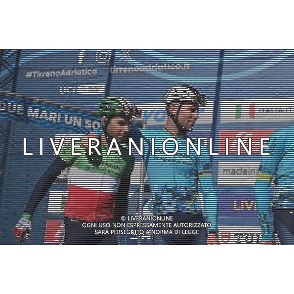 08-03-2024 Tirreno - Adriatico; Tappa 05 Torricella Sicura - Valle Castellana; 2024, Astana Qazaqstan; Velasco, Simone; Cavendish, Mark; Torricella Sicura; ©SIROTTI /AGENZIA ALDO LIVERANI SAS
