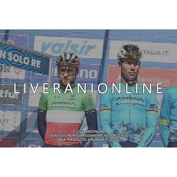 08-03-2024 Tirreno - Adriatico; Tappa 05 Torricella Sicura - Valle Castellana; 2024, Astana Qazaqstan; Velasco, Simone; Cavendish, Mark; Torricella Sicura; ©SIROTTI /AGENZIA ALDO LIVERANI SAS