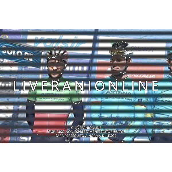 08-03-2024 Tirreno - Adriatico; Tappa 05 Torricella Sicura - Valle Castellana; 2024, Astana Qazaqstan; Velasco, Simone; Cavendish, Mark; Torricella Sicura; ©SIROTTI /AGENZIA ALDO LIVERANI SAS