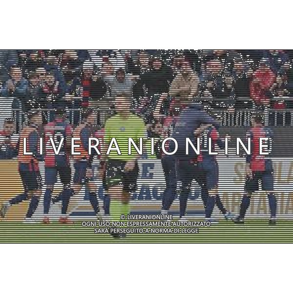 9-3-2024. Cagliari calcio-U.S. Salernitana. 28° giornata campionato calcio italiano Serie A 2023/2024, stadio Unipol Domus Cagliari. Foto Salvatore Moi/Agenzia Aldo Liverani s.as. Nella foto: Gol ed esultanza del Cagliari in casa contro Salernitana nello stadio Unipol Domus di Cagliari. Segna:Eldor Shomurodov Cagliari ©MOI SALVATORE/AGENZIA ALDO LIVERANI SAS