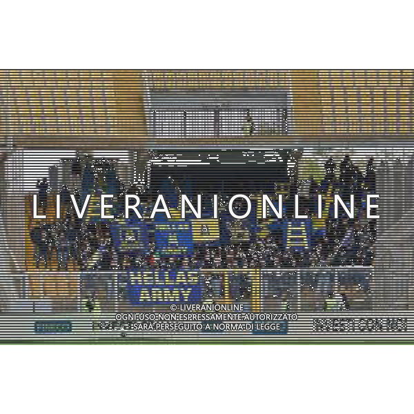 TVEM Supporters of Hellas Verona during the Italian soccer Serie A match Lecce vs Hellas Verona on March 10, 2024 at Via del Mare Stadium in Lecce, Italy. Photo Emmanuele Mastrodonato/agenzia Liverani/AGENZIA ALDO LIVERANI SAS