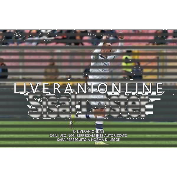 TVEM Giangiacomo Magnani of Hellas celebrates the victory during the Italian soccer Serie A match Lecce vs Hellas Verona on March 10, 2024 at Via del Mare Stadium in Lecce, Italy. Photo Emmanuele Mastrodonato/agenzia Liverani/AGENZIA ALDO LIVERANI SAS
