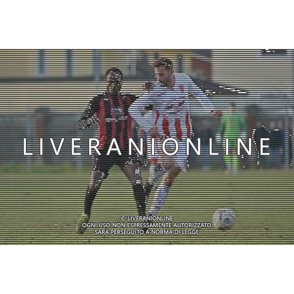 TVRG Sant\'Angelo vs Forlì nella foto Louie Gomez (Sant\'Angelo) e Simone Greselin (Forlì) Sant\'Angelo Lodigiano (LO) 10-03-2024 Stadio comunale Carlo Chiesa Campionato Serie D girone D - 26a giornata foto Roberto Garavaglia/Agenzia Aldo Liverani sas