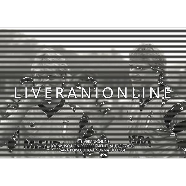 NEG-RETROSPETTIVA ANDREAS BREHME CALCIATORE NELLA FOTO ANDREAS BREHME CON LA MAGLIA DELL\'INTER NELL\'ANNO 1989-1990 E JURGEN KLINSMANN AG ALDO LIVERANI SAS 