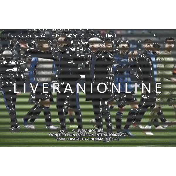 TVRG Atalanta vs Sporting Lisbona nella foto Cristian Raimondi collaboratore tecnico Atalanta SX e Gian Piero Gasperini allenatore Atalanta DX esultanza a fine partita Bergamo 14-03-2024 Gewiss Stadium UEFA Europa League - ottavi di finale gara di ritorno foto Roberto Garavaglia/Agenzia Aldo Liverani sas/AGENZIA ALDO LIVERANI SAS