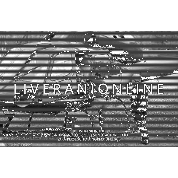 Neg- RETROSPETTIVA GIAN MAURO BORSANO PRESIDENTE TORINO CALCIO NELLA FOTO AL SUO ARRIVO CON L\'ELICOTTERO AL RITIRO ESTIVO DI BORNO NELL\'ANNO 1990-1991 AG ALDO LIVERANI SAS
