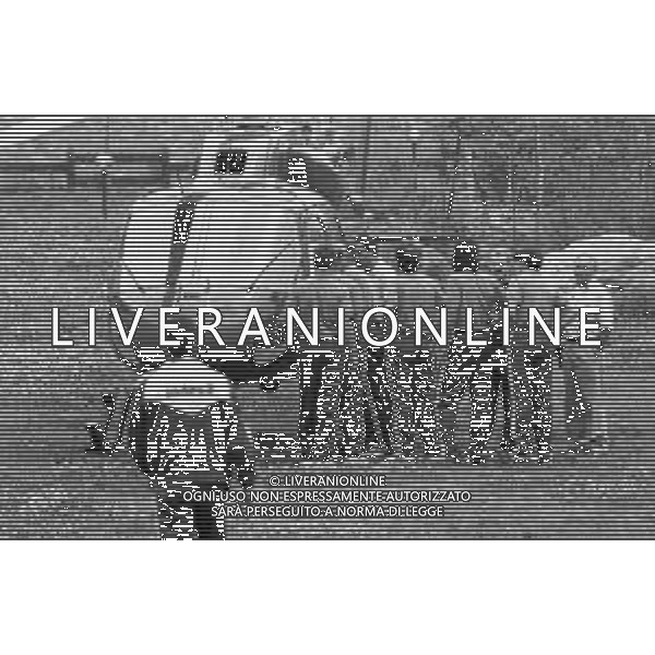 Neg- RETROSPETTIVA GIAN MAURO BORSANO PRESIDENTE TORINO CALCIO NELLA FOTO AL SUO ARRIVO CON L\'ELICOTTERO AL RITIRO ESTIVO DI BORNO NELL\'ANNO 1990-1991 AG ALDO LIVERANI SAS