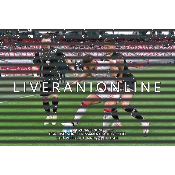 TVEM Mattia Maita of SSC Bari in action against Antonio Barreca of Sampdoria during the Italian Serie B match between SSC Bari vs Sampdoria on March 16, 2024 at the San Nicola stadium in Bari, Italy. Photo by Emmanuele Mastrodonato/agenzia Aldo Liverani sas/ AGENZIA ALDO LIVERANI SAS