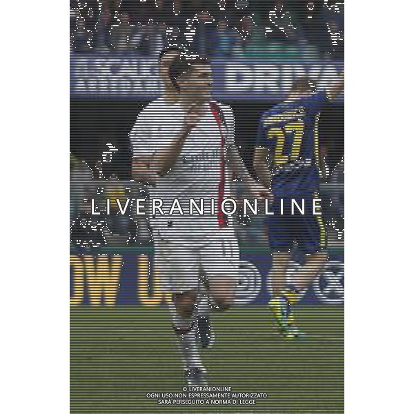Esultanza dopo gol - Christian Pulisic of AC Milan. celebrates after scoring during Hellas Verona FC vs AC Milan, 29° Serie A Tim 2023-24 game at Marcantonio Bentegodi Stadium in Verona (VR), Italy, on March 17, 2024. (Photo by Davide Casentini)/ AGENZIA ALDO LIVERANI SAS