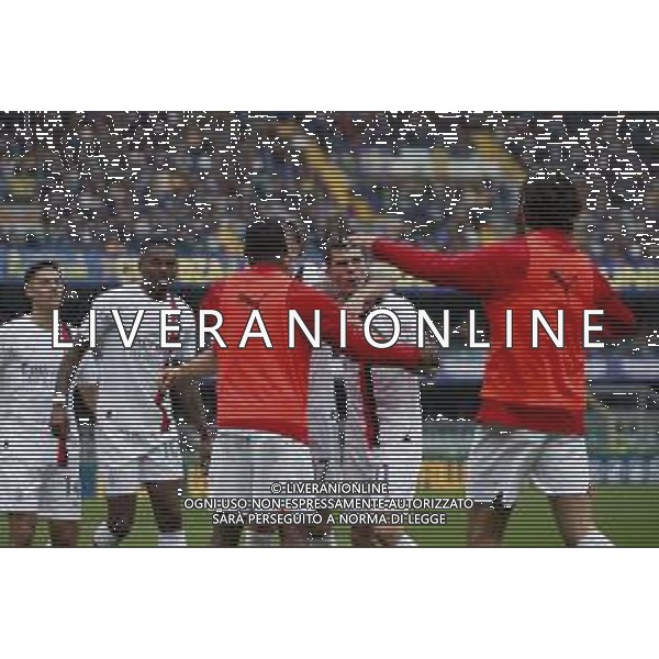 Esultanza dopo gol - Christian Pulisic of AC Milan. celebrates after scoring during Hellas Verona FC vs AC Milan, 29° Serie A Tim 2023-24 game at Marcantonio Bentegodi Stadium in Verona (VR), Italy, on March 17, 2024. (Photo by Davide Casentini)/ AGENZIA ALDO LIVERANI SAS