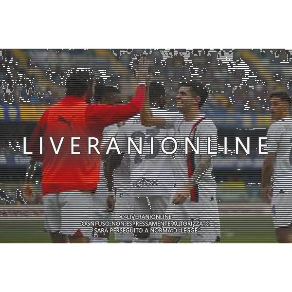 Esultanza dopo gol - Christian Pulisic of AC Milan. celebrates after scoring during Hellas Verona FC vs AC Milan, 29° Serie A Tim 2023-24 game at Marcantonio Bentegodi Stadium in Verona (VR), Italy, on March 17, 2024. (Photo by Davide Casentini)/ AGENZIA ALDO LIVERANI SAS