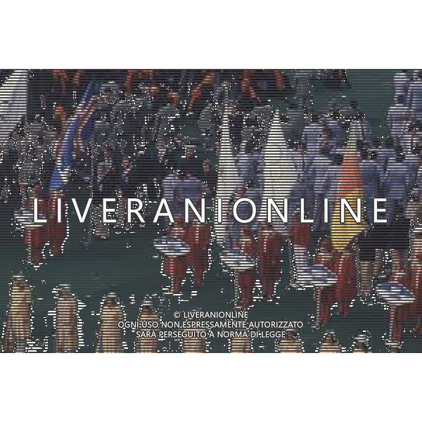 DIAP-OLIMPIADI DI MOSCA NELL\'ANNO 1980 NELLA FOTO LA CERIMONIA DI INAUGURAZIONE DELLE OLIMPIADI DI MOSCA FOTO ENRICO LIVERANI-AG ALDO LIVERANI SAS