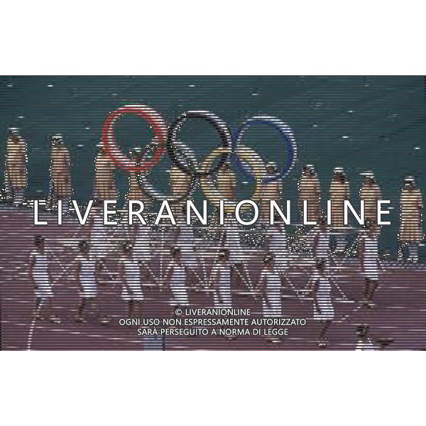 DIAP-OLIMPIADI DI MOSCA NELL\'ANNO 1980 NELLA FOTO LA CERIMONIA DI INAUGURAZIONE DELLE OLIMPIADI DI MOSCA FOTO ENRICO LIVERANI-AG ALDO LIVERANI SAS