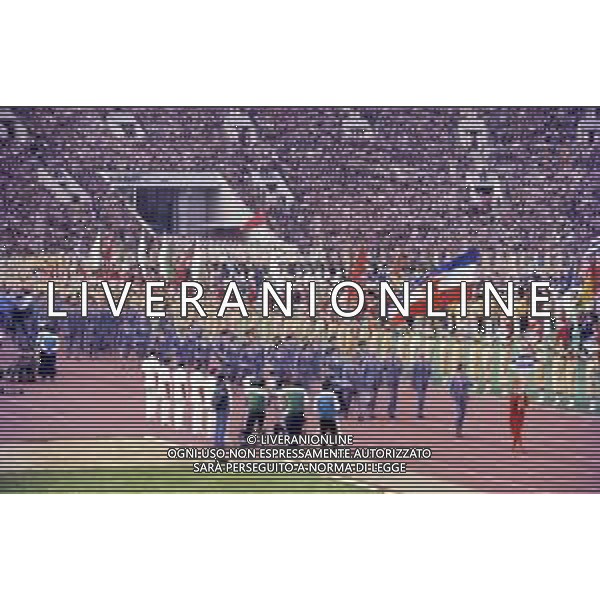DIAP-OLIMPIADI DI MOSCA NELL\'ANNO 1980 NELLA FOTO LA CERIMONIA DI INAUGURAZIONE DELLE OLIMPIADI DI MOSCA FOTO ENRICO LIVERANI-AG ALDO LIVERANI SAS