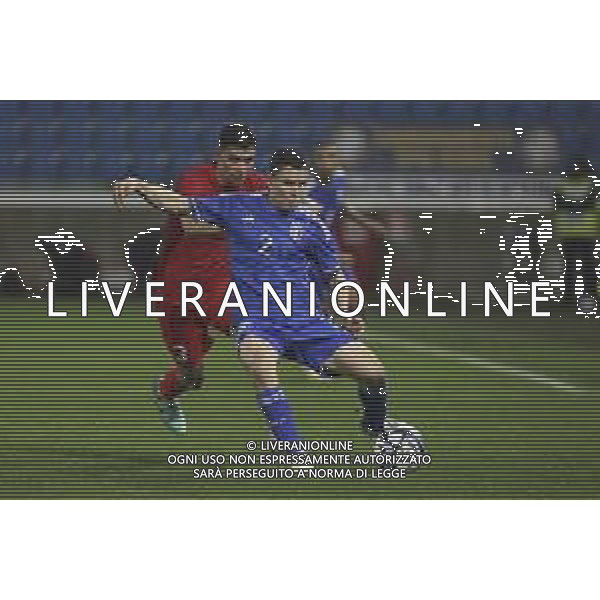 Yasin Özcan of Turkey battle for the ball with Mattia Zanotti of Italy during Italy U21 vs Turkey U21, 7° match of European Qualifiers 2025 group A, game at Paolo Mazza stadium in Ferrara (FE), Italy, on March 26, 2024. (Photo by Davide Casentini)/AGENZIA ALDO LIVERANI SAS -ITALIA Under 21-TURCHIA Qualificazioni Europei U21- Ferrara 26.03.2023